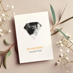Danksagungskarte zur Hochzeit mit persönlichem Foto und Wunschtext