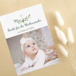 Danksagungskarte zur Taufe, Kommunion, Konfirmation - mit Zweigen
