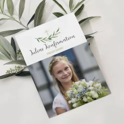 Danksagungskarte zur Taufe, Kommunion, Konfirmation - mit Zweigen