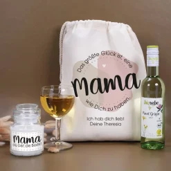 Das größte Glück ist, eine Mama wie Dich zu haben. - Geschenkset mit Wein und Duftkerze