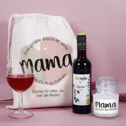 Das größte Glück ist, eine Mama wie Dich zu haben. - Geschenkset mit Wein und Duftkerze