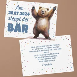 Da steppt der Bär - Einladungskarte mit lustigem Motiv