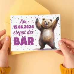Da steppt der Bär - Einladungskarte mit lustigem Motiv