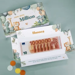 Deine erste Million - Überraschungsbox für Geldgeschenke zu Geburt, Taufe, Geburtstag