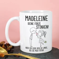 Deine Fürze stinken! - Tasse für Männer oder Frauen mit Namensaufdruck