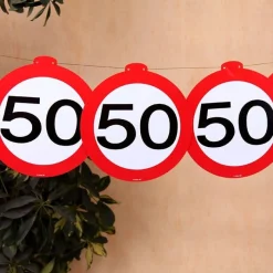 Deko Girlande - Verkehrszeichen 50