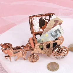Deko Kutsche in Roségold für Geldgeschenke