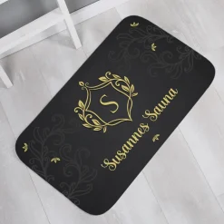 Dekorative Badematte mit Wappen, Initiale und Wunschtext, 76x45cm