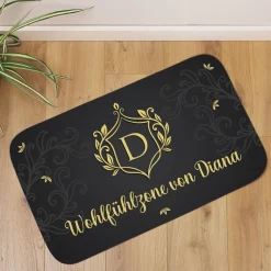 Dekorative Badematte mit Wappen, Initiale und Wunschtext, 76x45cm