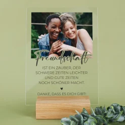 Dekoratives Acrylschild für Freunde personalisiert mit Foto und Text | Freundschaft