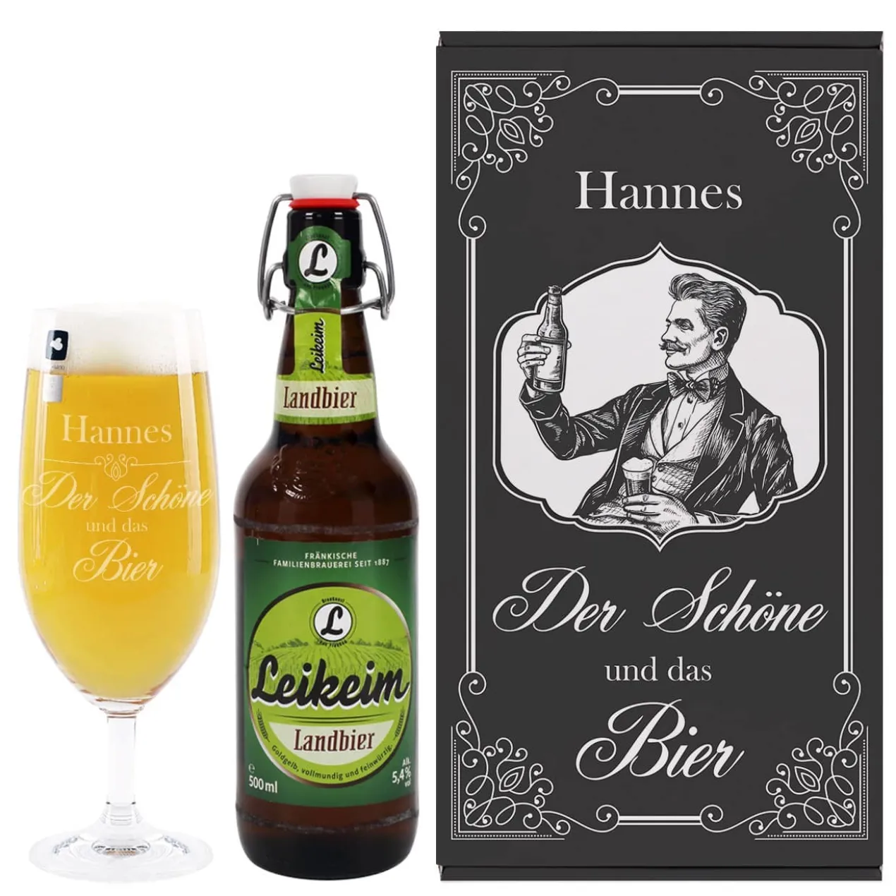 Der Schöne und das Bier - Geschenkset für Männer | Biersorte wählbar