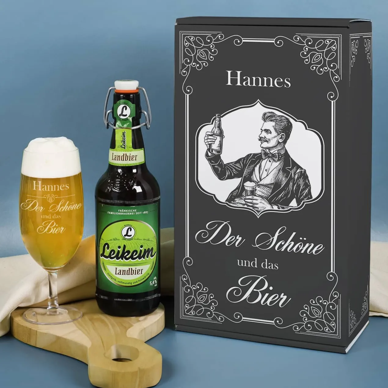 Der Schöne und das Bier - Geschenkset für Männer | Biersorte wählbar