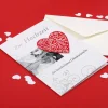 3D Glückwunschkarte zur Hochzeit mit verziertem Herz