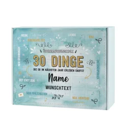 30 Dinge - Überraschungsbox zum selbst befüllen mit Name und Wunschtext bedruckt