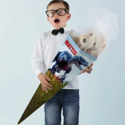 Dinosaurier - Schultüte mit Roboter T-Rex und Name