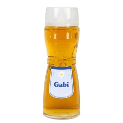 Dirndl-Bierglas mit Schürze, Edelweiß & Name personalisiert in 3 Farben | Geschenk für Frauen
