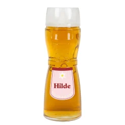 Dirndl-Bierglas mit Schürze, Edelweiß & Name personalisiert in 3 Farben | Geschenk für Frauen
