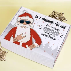 DIY Adventskalender mit coolem Weihnachtsmann und Wunschtext