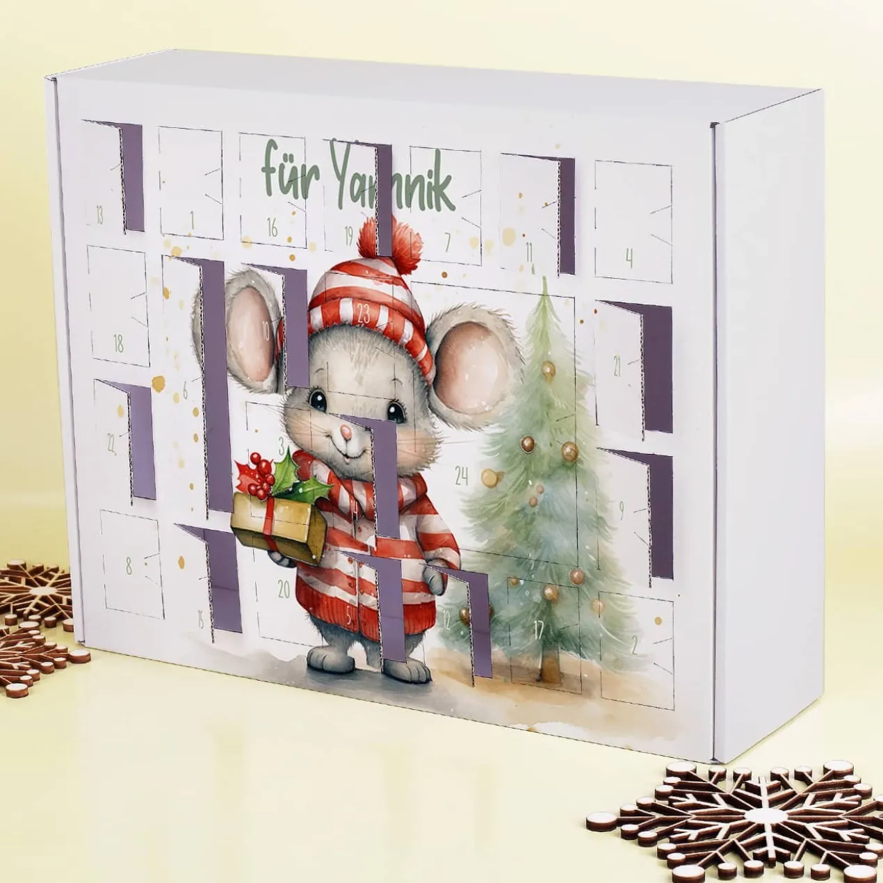 DIY Adventskalender mit niedlicher Maus und Ihrem Wunschtext