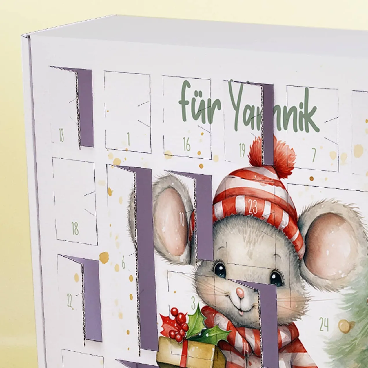 DIY Adventskalender mit niedlicher Maus und Ihrem Wunschtext