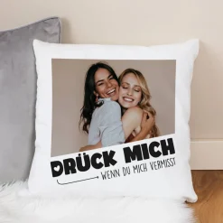 Drück mich - Kuschelkissen mit Fotoaufdruck und Wunschtext