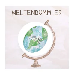 Drehbarer Globus - Karte für Weltenbummler mit Name und Wunschtext