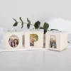Drei Holzteelichter mit Fotoaufdruck für den besten Opa