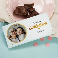 Du bist ein Goldstück - Fotoschokolade mit Ihrem Text