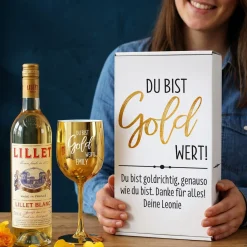 Du bist Gold wert! - Lillet Geschenkset mit Trinkkelch und Präsentbox
