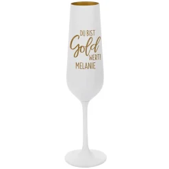 Du bist Gold wert! - Sektglas mit Namensgravur