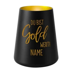 Du bist Gold wert! - Windlicht mit Namensgravur