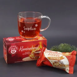 Du bist mein Weihnachtsstern! - Niedliches Geschenkset mit Stollenrigel, Teekanne Tee und Name pers