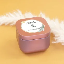 Duftkerze als Gastgeschenk zur Hochzeit in Gold oder Rosé | Hochzeitskerze personalisiert mit Namen