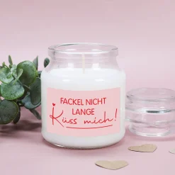 Duftkerze 'Fackel nicht lange – Küss mich!' | Romantisches Geschenk zum Valentinstag & für Verliebte