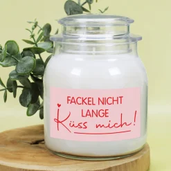 Duftkerze 'Fackel nicht lange – Küss mich!' | Romantisches Geschenk zum Valentinstag & für Verliebte