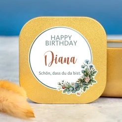 Duftkerze Happy Birthday mit Name & Wunschtext personalisiert | Geschenk zum Geburtstag mit Farbwahl