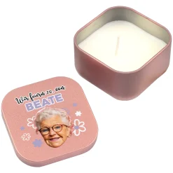 Duftkerze mit Foto, Wunschtext und Motiv personalisiert | Gastgeschenk für Geburtstag & Einschulung