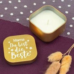 Duftkerze personalisiert mit Name als Geschenk zum Muttertag für die beste Mama, Oma & Freundin