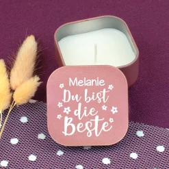 Duftkerze personalisiert mit Name als Geschenk zum Muttertag für die beste Mama, Oma & Freundin