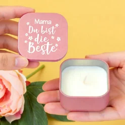 Duftkerze personalisiert mit Name als Geschenk zum Muttertag für die beste Mama, Oma & Freundin