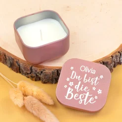 Duftkerze personalisiert mit Name als Geschenk zum Muttertag für die beste Mama, Oma & Freundin