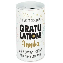 Du hast es geschafft! - Metall-Spardose als Geldgeschenk