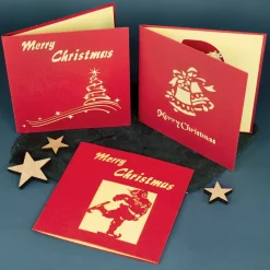 3D Weihnachts-Grußkarten mit aufklappbarem Scherenschnitt-Motiv