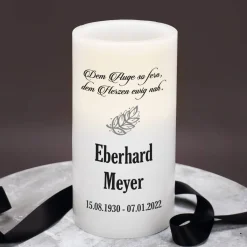 Echtwachs- LED Trauerkerze - Dem Herzen ewig nah -