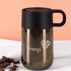 Edler WMF Thermobecher in 2 Farben mit Namensgravur und Kaffeebohnenherz