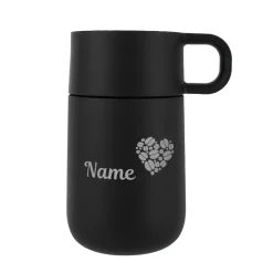 Edler WMF Thermobecher in 2 Farben mit Namensgravur und Kaffeebohnenherz