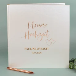 Edles Hochzeitsalbum mit glänzender Prägung personalisiert mit Namen und Datum | Fotobuch zur Hochzeit