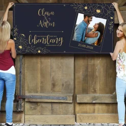 Edles Hochzeitsbanner mit Foto, Namen und Datum