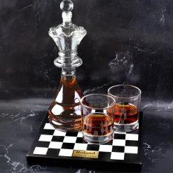 Edles Whisky Dekantier Set graviert mit Name & Wunschtext | Schach Dekanter mit König Karaffe, Gläsern