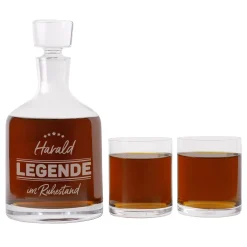 Edles Whisky-Geschenkset von Leonardo ‚Legende im Ruhestand‘ personalisiert mit Name zur Rente